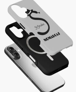 Funda resistente MagSafe para iPhone | Logotipo sencillo SrSnake (letras negras)