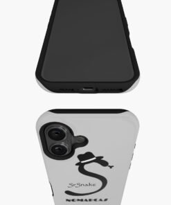 Funda resistente para iPhone | Logotipo sencillo SrSnake (letras negras)