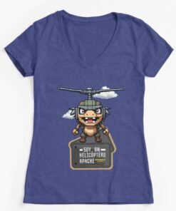 Alternative view of Camiseta entallada de cuello en v | Soy un helicóptero apache