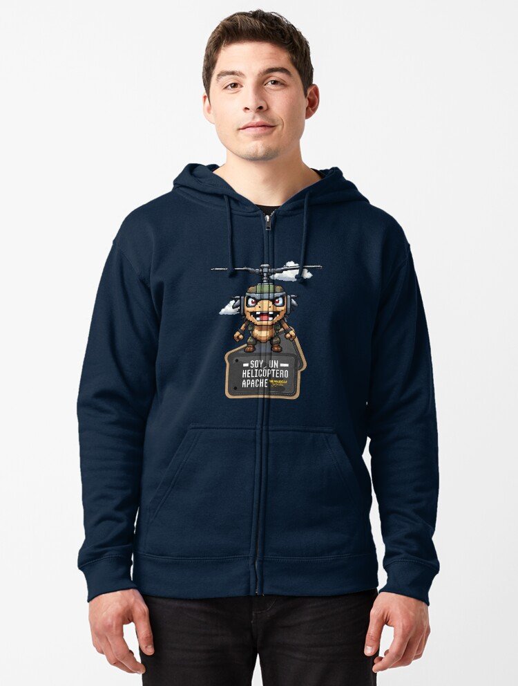 Sudadera con capucha y cremallera | Soy un helicóptero apache