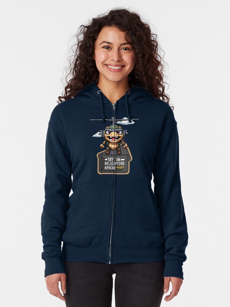 Sudadera con capucha y cremallera | Soy un helicóptero apache - Imagen 2